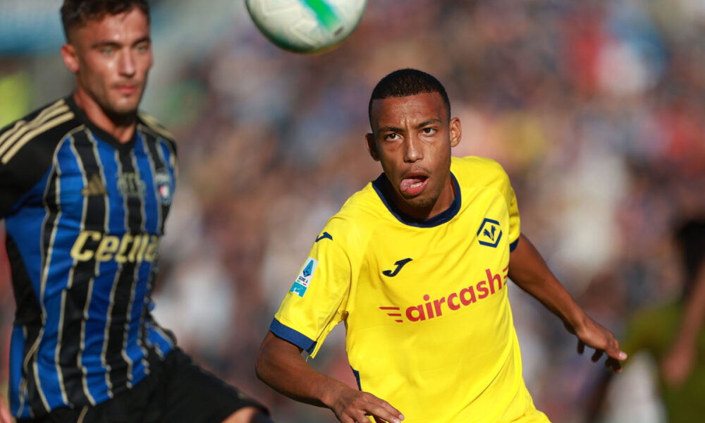 PISA, ITALY - OCTOBER 18: Rafik Belghali of Hellas Verona reacts during the Serie A match between Pisa SC and Hellas Verona FC at Arena Garibaldi on October 18, 2025 in Pisa, Italy. (Photo by Gabriele Maltinti/Getty Images)