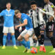 NAPLES, ITALY - DECEMBER 07: Rasmus Hojlund of SSC Napoli battles for possession with Weston McKennie of Juventus during the Serie A match between SSC Napoli and Juventus FC at Stadio Diego Armando Maradona on December 07, 2025 in Naples, Italy. (Photo by Francesco Pecoraro/Getty Images)