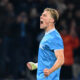 NAPLES, ITALY - DECEMBER 07: Rasmus Hojlund of SSC Napoli celebrates scoring his team