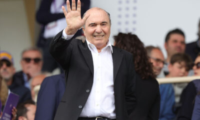 FLORENCE, ITALY - APRIL 27: Rocco Commisso president of ACF Fiorentina reacts during the Serie A match between Fiorentina and Empoli at Stadio Artemio Franchi on April 27, 2025 in Florence, Italy. (Photo by Gabriele Maltinti/Getty Images)