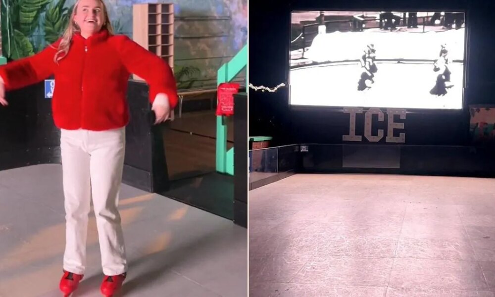 Punters left underwhelmed by festive rooftop ice rink without any ice | News UK