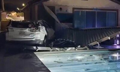 Woman somehow survives catastrophic crash that saw her hurled from car into pool | News US