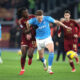 ROME, ITALY - FEBRUARY 02: Scott McTominay of Napoli is challenged by Manu Kone of AS Roma during the Serie A match between AS Roma and Napoli at Stadio Olimpico on February 02, 2025 in Rome, Italy. (Photo by Paolo Bruno/Getty Images)