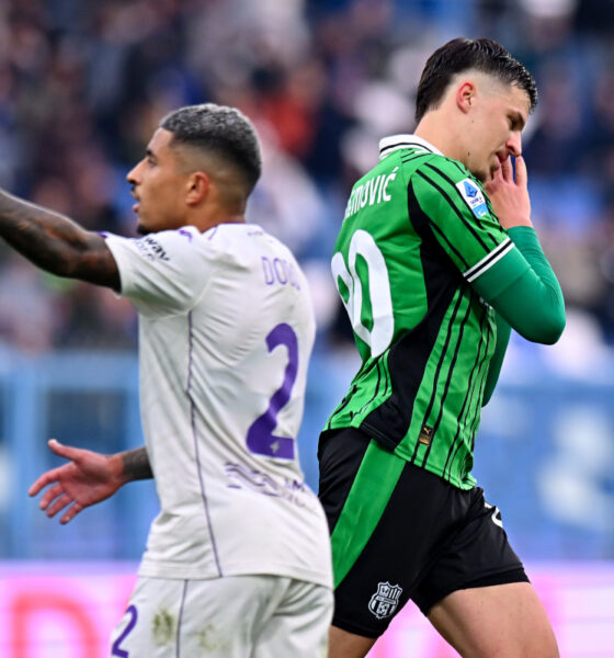 SASSUOLO, ITALY - DECEMBER 06: Tarik Muharemovic of US Sassuolo Calcio celebrates scoring his team