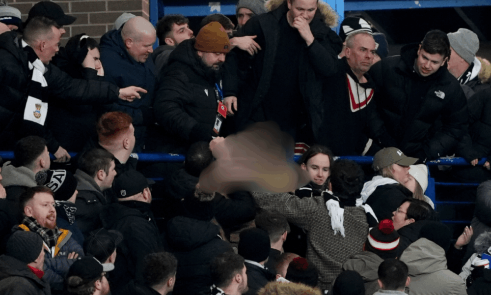 Moment furious St Mirren fans at Rangers clash confront fellow supporter who disrupted Ibrox disaster minute's silence