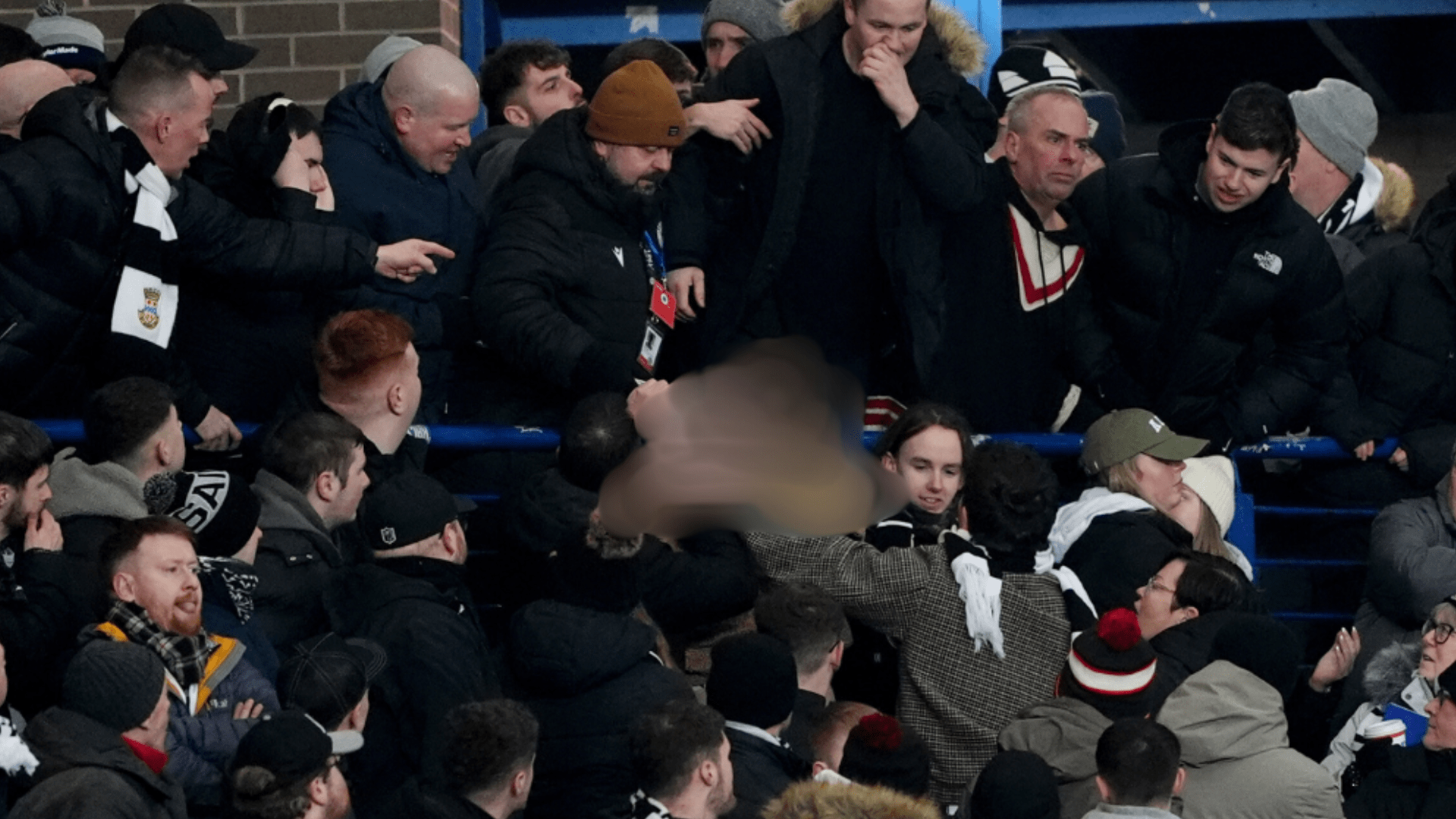 Moment furious St Mirren fans at Rangers clash confront fellow supporter who disrupted Ibrox disaster minute's silence