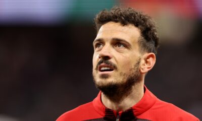 PERTH, AUSTRALIA - MAY 31: Alessandro Florenzi of AC Milan looks on while warming up during the friendly between AC Milan and AS Roma at Optus Stadium on May 31, 2024 in Perth, Australia. (Photo by Paul Kane/Getty Images)