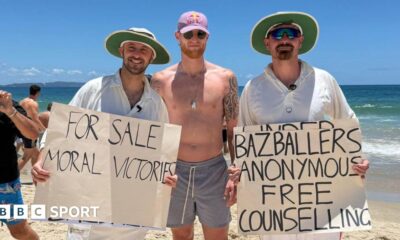 Ben Stokes with MixFM radio hosts Archie and Bretz