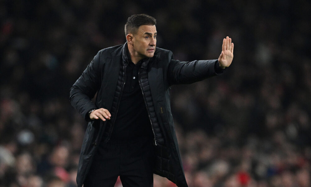 LONDON, ENGLAND - JANUARY 22: Fabio Cannavaro, Head Coach of GNK Dinamo reacts during the UEFA Champions League 2024/25 League Phase MD7 match between Arsenal FC and GNK Dinamo at on January 22, 2025 in London, England. (Photo by Justin Setterfield/Getty Images)