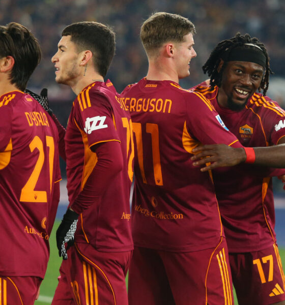 ROME, ITALY - DECEMBER 29: Manu Kone of AS Roma celebrates after scoring the team