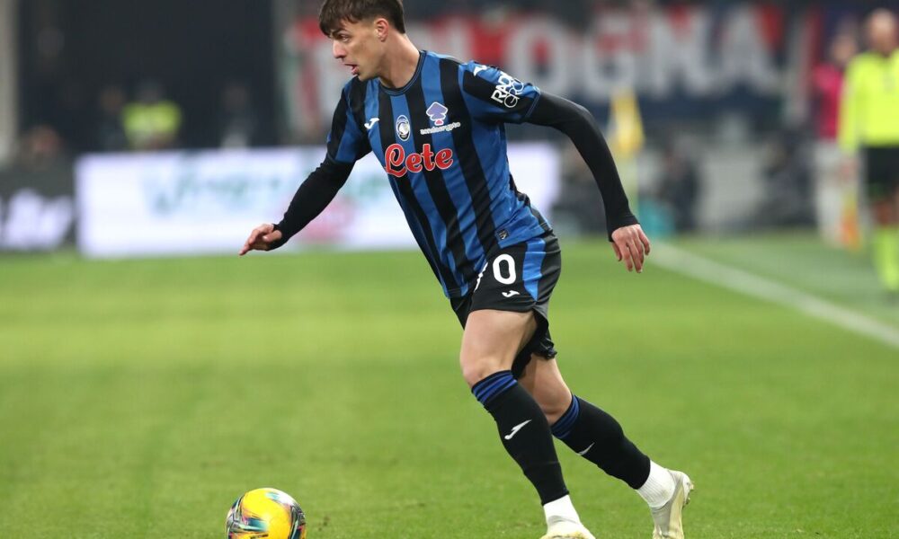 Daniel Maldini of Atalanta BC in action during the Coppa Italia, Quarter Final match between Atalanta BC and Bologna FC at Gewiss Stadium on February 04, 2025 in Bergamo, Italy. (Photo by Marco Luzzani/Getty Images)