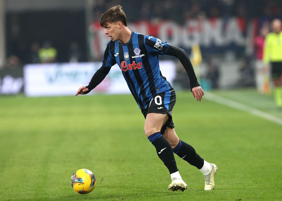 Daniel Maldini of Atalanta BC in action during the Coppa Italia, Quarter Final match between Atalanta BC and Bologna FC at Gewiss Stadium on February 04, 2025 in Bergamo, Italy. (Photo by Marco Luzzani/Getty Images)