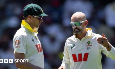 Pat Cummins and Nathan Lyon during the third Test