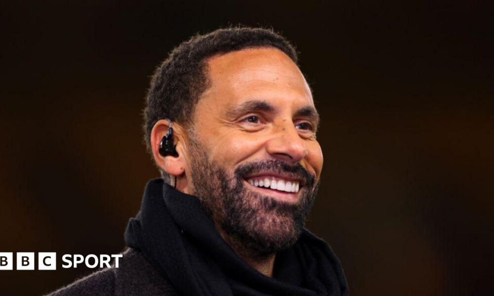 Rio Ferdinand at Wolves' Premier League game against Manchester United in 2024
