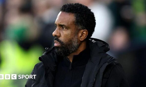 Celtic manager Wilfried Nancy looks on during the Scottish League Cup defeat to St Mirren on 14 December