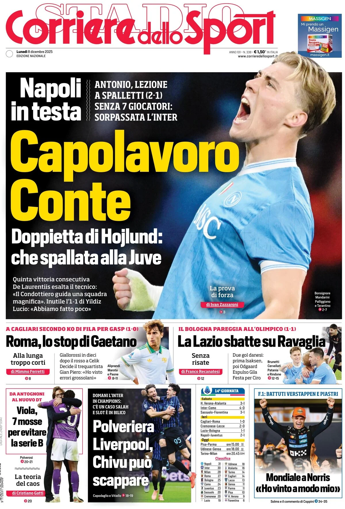 Today's papers: Napoli lead by example; Yildiz sub killed Juventus