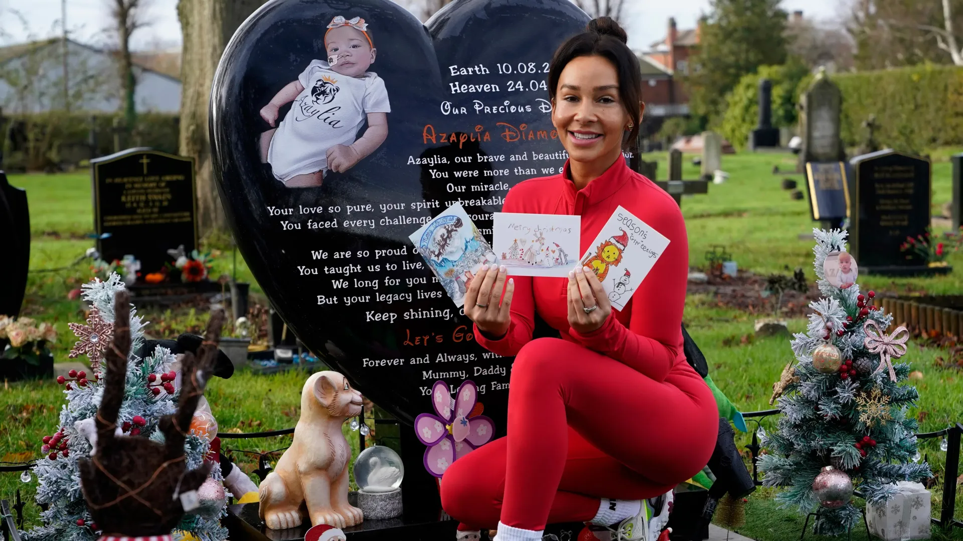 This is your first present, says heartbroken mum as she places Christmas cards next to her daughter Azaylia’s grave