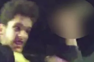 Moment psychotic 6'4" knifeman is arrested for stabbing female cop with seven-inch kitchen knife in 'scene from Scream'