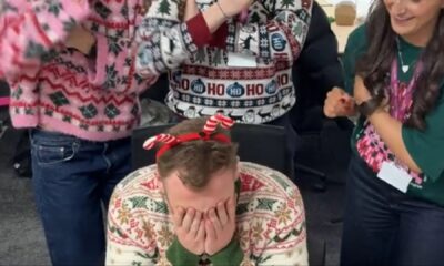 Stunned office workers discover colleague is former child star with role in huge festive film