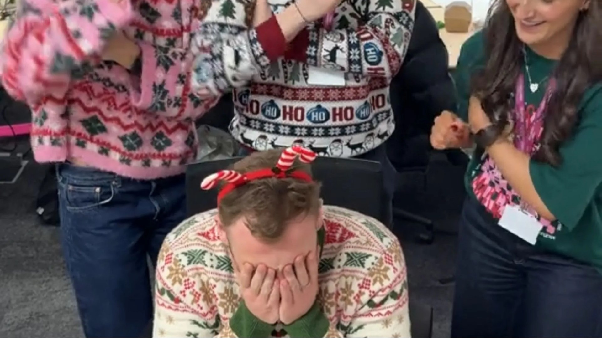 Stunned office workers discover colleague is former child star with role in huge festive film