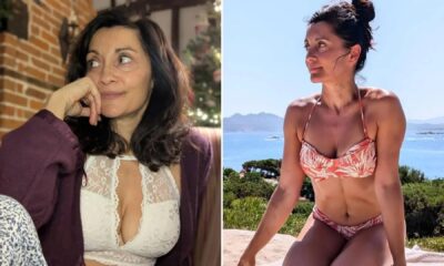 Emmerdale star, 50, strips off and flashes cleavage in white lacy bra for make-up free Xmas selfie