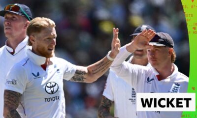 Ben Stokes high fives Ollie Pope