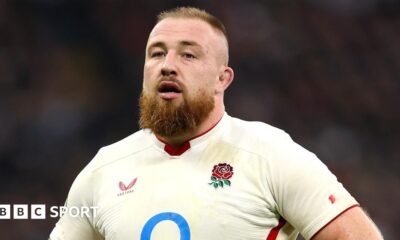 Henry Pollock, Joe Heyes and Tom Curry hold the trophy after England beat New Zealand in November