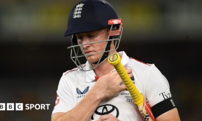 A split images of Mitchell Starc batting and Mitchell Johnson in the aftermath of bowling a delivery