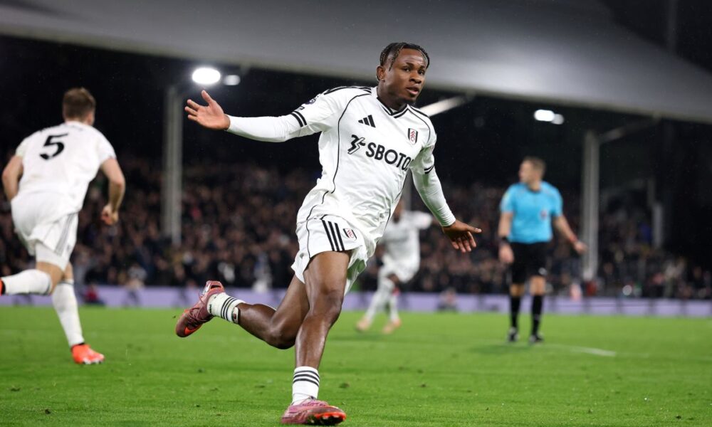 Samuel Chukwueze of Fulham celebrates scoring his team