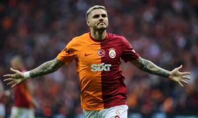 ISTANBUL, TURKEY - April 21: Como linked Mauro Icardi of Galatasaray celebrates after scoring his team