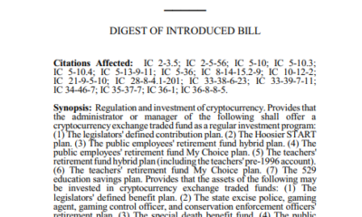 Indiana Bill Would Mandate Bitcoin in Pensions and Shield Self-Custody Rights