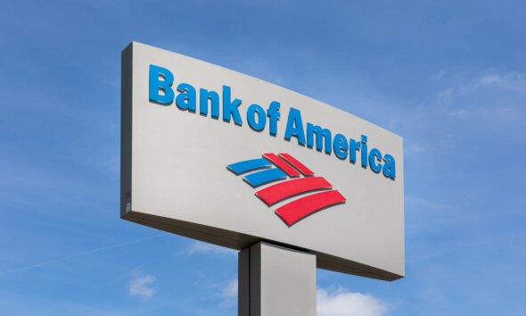 Bank of America sign against blue sky
