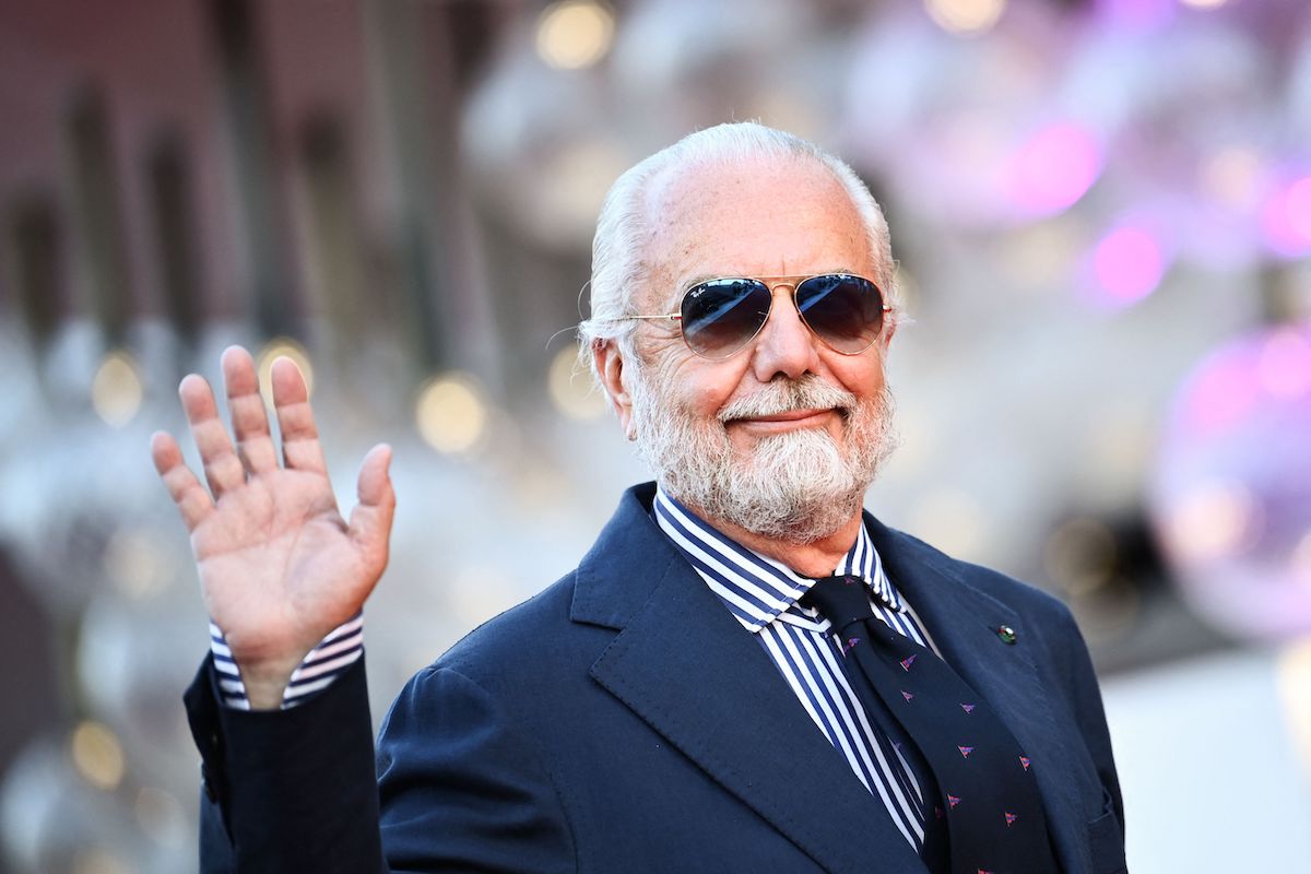 Napoli president Aurelio De Laurentiis arrives for the screening of the film