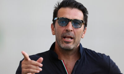 BUDAPEST, HUNGARY - SEPTEMBER 07: Head of Italy delegation Gianluigi Buffon reacts during a Italy training session at Bozsik Stadion on September 07, 2024 in Budapest, Hungary. (Photo by Claudio Villa/Getty Images)