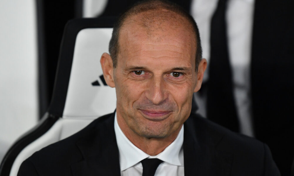 TURIN, ITALY - OCTOBER 05: AC Milan head coach Massimiliano Allegri looks on during the Serie A match between Juventus FC and AC Milan at Allianz Stadium on October 5, 2025 in Turin, Italy. (Photo by Valerio Pennicino/Getty Images)