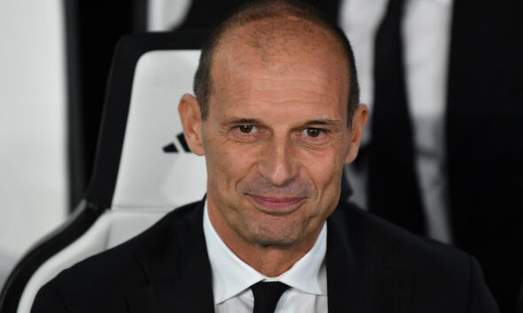 TURIN, ITALY - OCTOBER 05: AC Milan head coach Massimiliano Allegri looks on during the Serie A match between Juventus FC and AC Milan at Allianz Stadium on October 5, 2025 in Turin, Italy. (Photo by Valerio Pennicino/Getty Images)