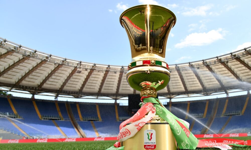 MILAN, ITALY - JUNE 16: The trophy at the Olympic stadium prior the Coppa Italia Final match between Juventus and SSC Napoli at Olimpico Stadium on June 16, 2020 in Rome, Italy. (Photo by Marco Rosi/Getty Images)
