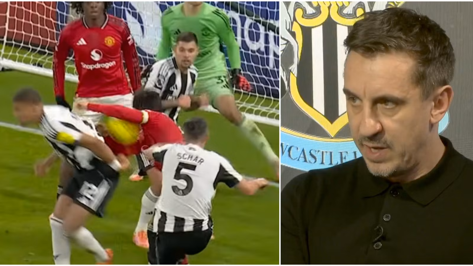 Gary Neville Explains Why VAR Did Not Give Newcastle Penalty vs Man Utd
