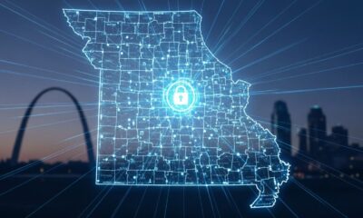 Map of Missouri with a VPN protection graphic