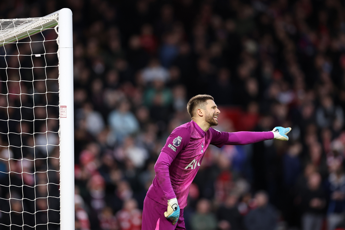 NOTTINGHAM, ENGLAND - DECEMBER 14: Guglielmo Vicario of Tottenham Hotspur during the Premier League match between Nottingham Forest and Tottenham Hotspur at City Ground on December 14, 2025 in Nottingham, England. (Photo by Naomi Baker/Getty Images)