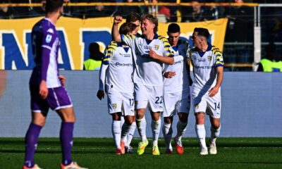 PARMA, ITALY - DECEMBER 27: Oliver Sorensen of Parma Calcio celebrates after scoring the opening goal during the Serie A match between Parma Calcio 1913 and ACF Fiorentina at Stadio Ennio Tardini on December 27, 2025 in Parma, Italy. (Photo by Alessandro Sabattini/Getty Images)