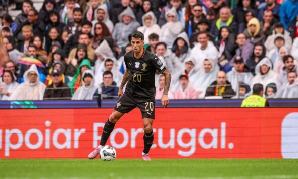 PORTO, PORTUGAL - NOVEMBER 16: Joao Cancelo of Portugal in action during the FIFA World Cup 2026 qualifier match between Portugal and Armenia at Estadio do Dragao on November 16, 2025 in Porto, Portugal. (Photo by Carlos Rodrigues/Getty Images)