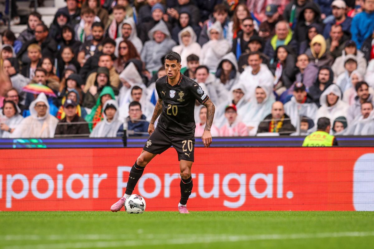 PORTO, PORTUGAL - NOVEMBER 16: Joao Cancelo of Portugal in action during the FIFA World Cup 2026 qualifier match between Portugal and Armenia at Estadio do Dragao on November 16, 2025 in Porto, Portugal. (Photo by Carlos Rodrigues/Getty Images)