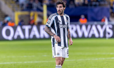 BRUSSELS, BELGIUM - OCTOBER 01: Sandro Tonali of Newcastle United looks on during the UEFA Champions League 2025/26 League Phase MD2 match between R. Union Saint-Gilloise and Newcastle United FC at RSC Anderlecht Stadium on October 01, 2025 in Brussels, Belgium. (Photo by Omar Havana/Getty Images)