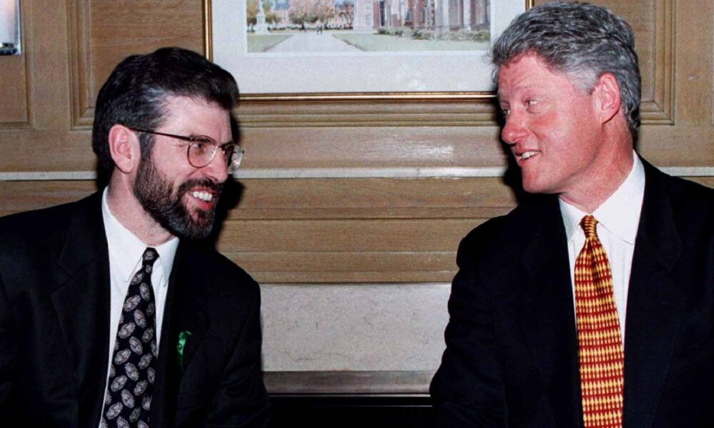 Gerry Adams and Bill Clinton at the event in November 1995. Pic: Reuters