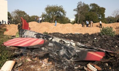 The scene of the plane crash in India in June. Pic: Reuters