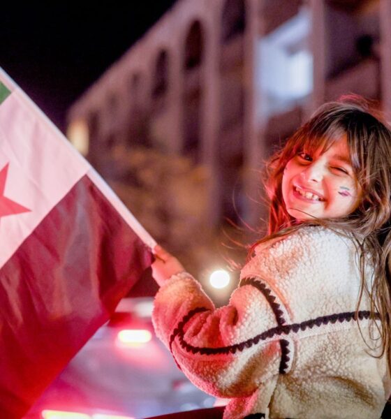 Crowds gathered in Damascus early for Monday's celebrations.  Pic: AP