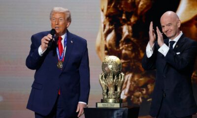 Donald Trump and FIFA president Gianni Infantino. Pic: Reuters