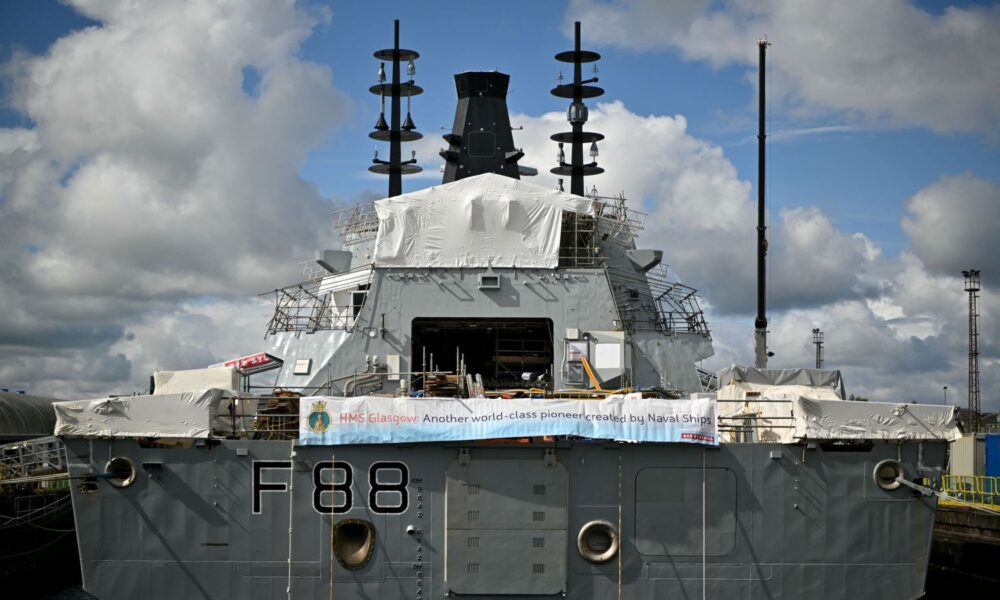 Under-construction Type 26 frigate HMS Glasgow, seen at BAE Systems Scotstoun. Pic: PA