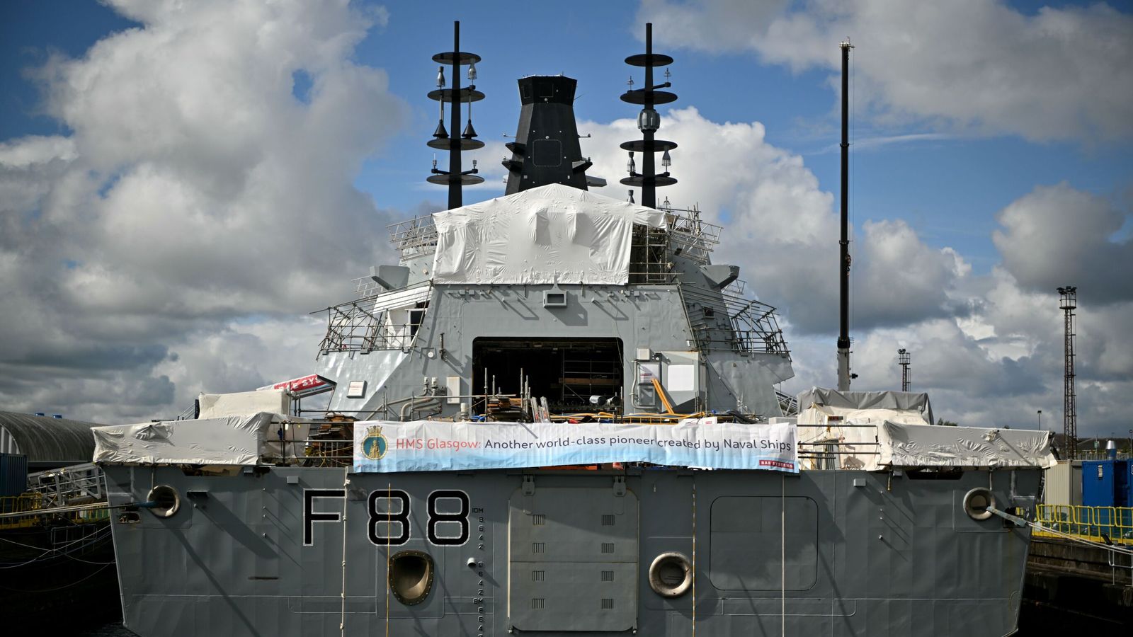 Under-construction Type 26 frigate HMS Glasgow, seen at BAE Systems Scotstoun. Pic: PA